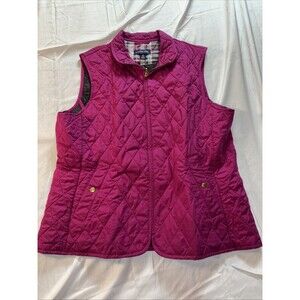 Women’s Lands’ End Pink Quilted Puffer Vest Sz M 10-12 Zip Front